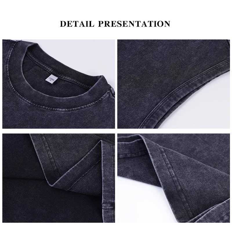 Mens Vest Vintage Washed tee 100% Cotton Tank Tops Summer Casual Sleeveless Tops Streetwear black Loose Tees women M250513