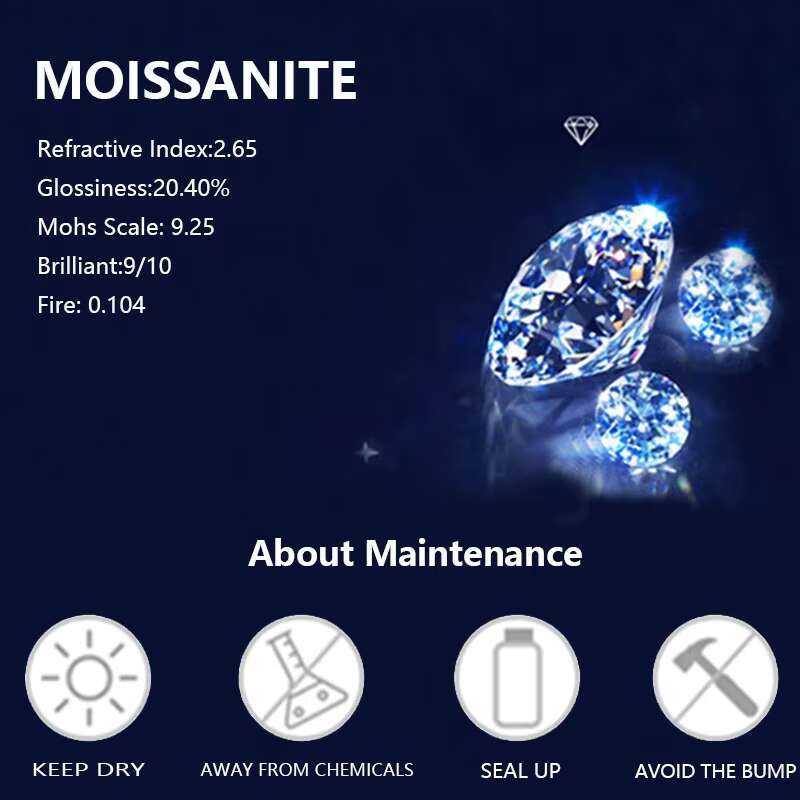 92.5% Purity 925 Sterling Silver Moissanite 925 Sterling Silver Stud Earring Classical Style Heart-Shape Fine