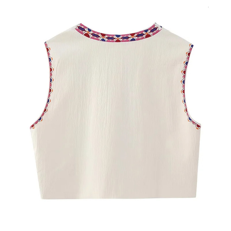 Womens Vintage Floral Embroidered Open WaistCoat Ladies National Style Vest Jacket Outfits Casual Vacation Crop Top 250506