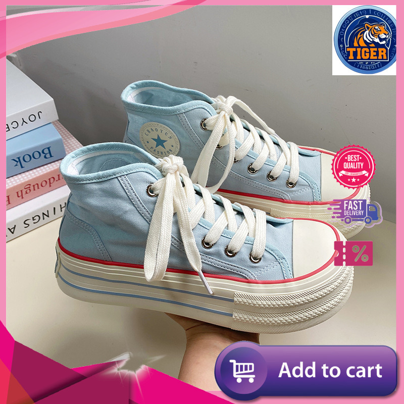 Ddmytiger Summer Breathable Student High Top Canvas Women S Thick Sole Heightened Small White Board Light And Thin Mango Big Head Casual Single Shoes 
