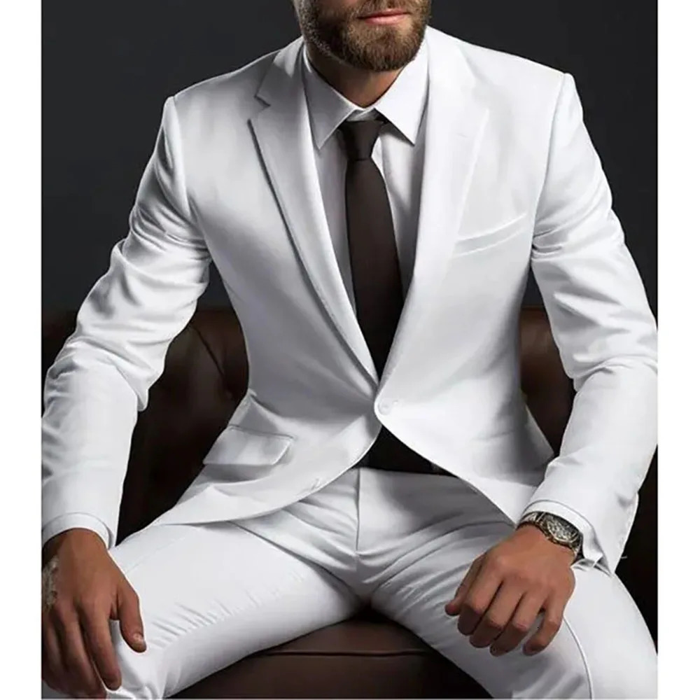 Mens twopiece set jacketpants single hole lapel clothing mens business wedding groom 250506