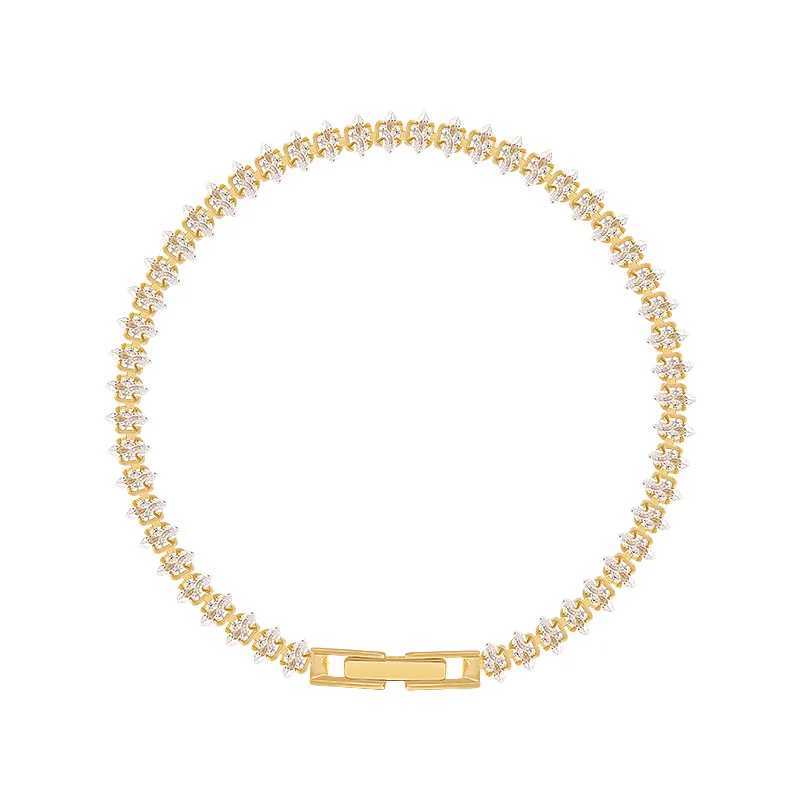 Luxury Roman Crystal Geometric Chain Bracelets for Women Trendy Goth Full Rhinestone Marquise Charm Tennis Bracelet Wedding Jewelry XJ250707