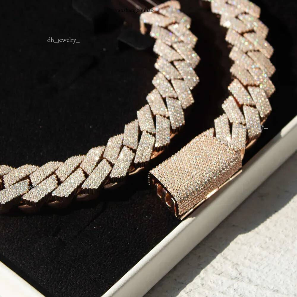 Necklaces Men Pendant Kibo Custom Hip Hop Necklace Jewelry Vvs Sterg Sier Def 20mm Dia Moissanite 14k Rose Plated Cuban k Chain