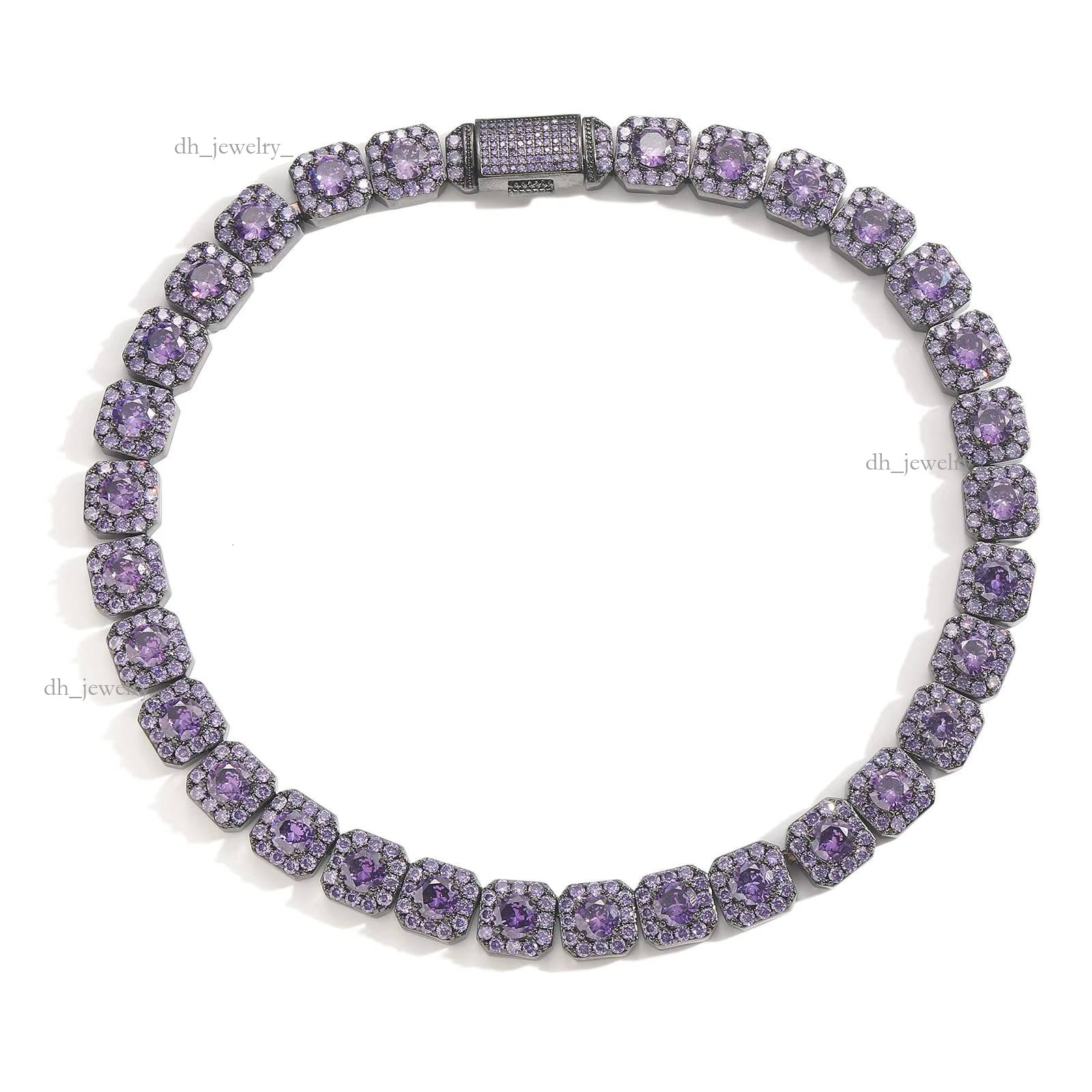 New Arrival Hip Hop Purple Zircon 12MM Rock Sugar Personality Hipster Niche Collarbone Chain Men Street Necklace