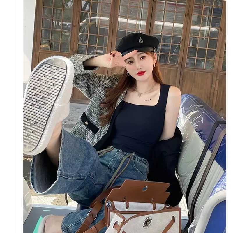 For 40-75kg Ice Silk Plus Size Tank Tops WITH Chest Pad Square Collar Thread One-Piece Cup Seamless Camisole Top For Women M250513