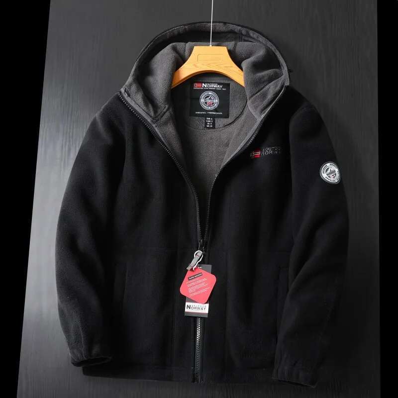 2024 Brand Winter Fleece Men's Casual Thickened Wool Jacket high quality Design Warm Fashion Hooded Coat Outdoor Ski Suit