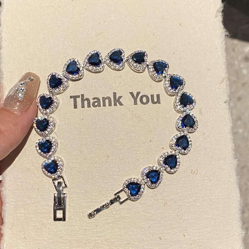 super sparkling blue love zircon full dia bracelet with simple and cool french palace light design handmade decoration