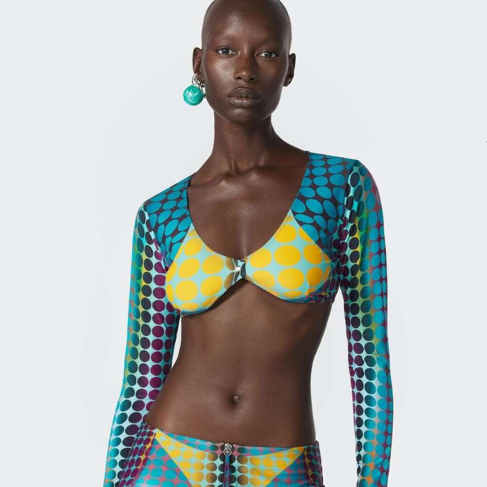 Polka dot bikini dress high waisted long sleeved fashion sexy