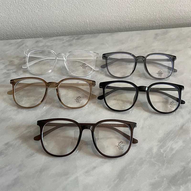 Photochromic Anti Blue Light Myopia Glasses Ultra Light Large Round Frame Near Sight Glasses Finished Minus Eyewear 0 To -4.0 W250513