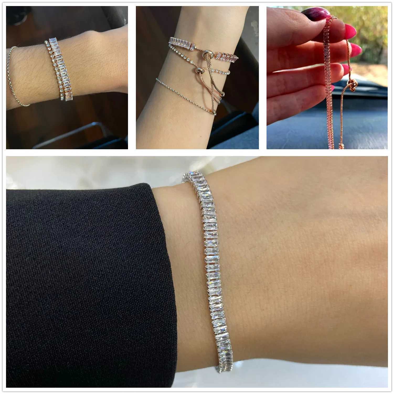 7000 Tennis Bracelets For Women Sparking Zircon Jewerlly Rose Gold Color Handmade Friends Gift Cute Jewelry Wholesale H017 XJ250707