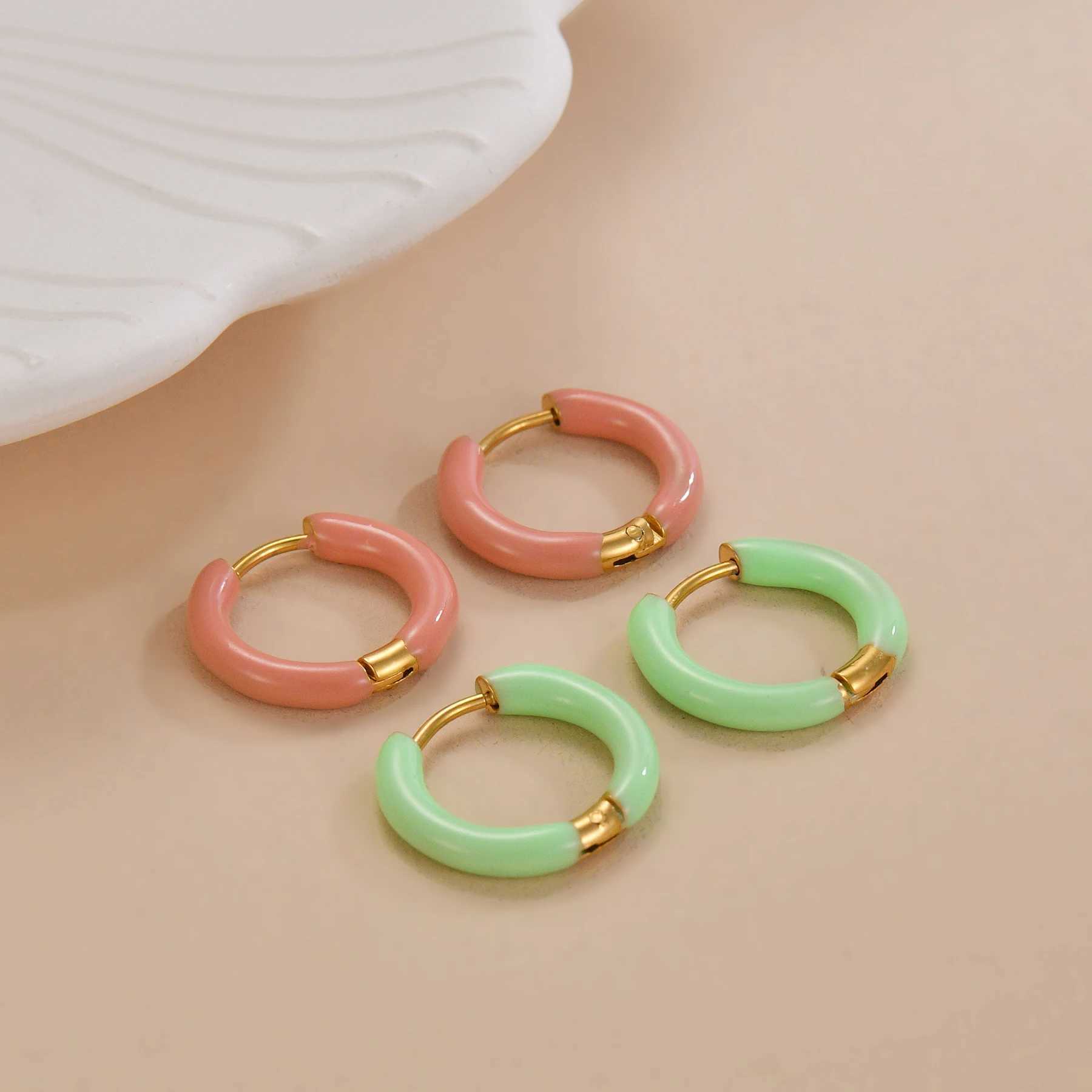 Summer Fresh Candy Colored Round Ear Rings For Women Simple Japanese Style Earrings Fashion Sweet Girl Jewelry Accessories Gifts Y250510