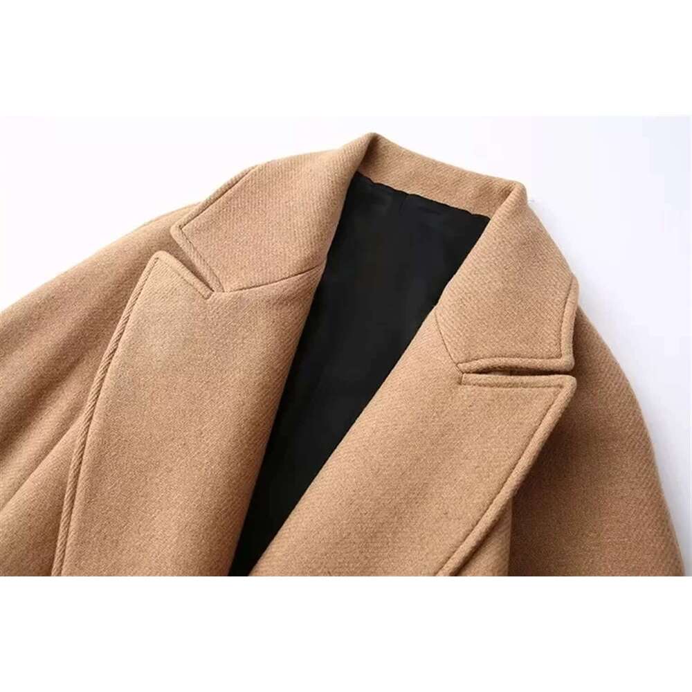 PB&ZA autumn and winter new women's clothing fashion trend temperament hundred combinations belt woolen coat