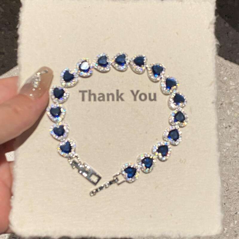 super sparkling blue love zircon full dia bracelet with simple and cool french palace light design handmade decoration