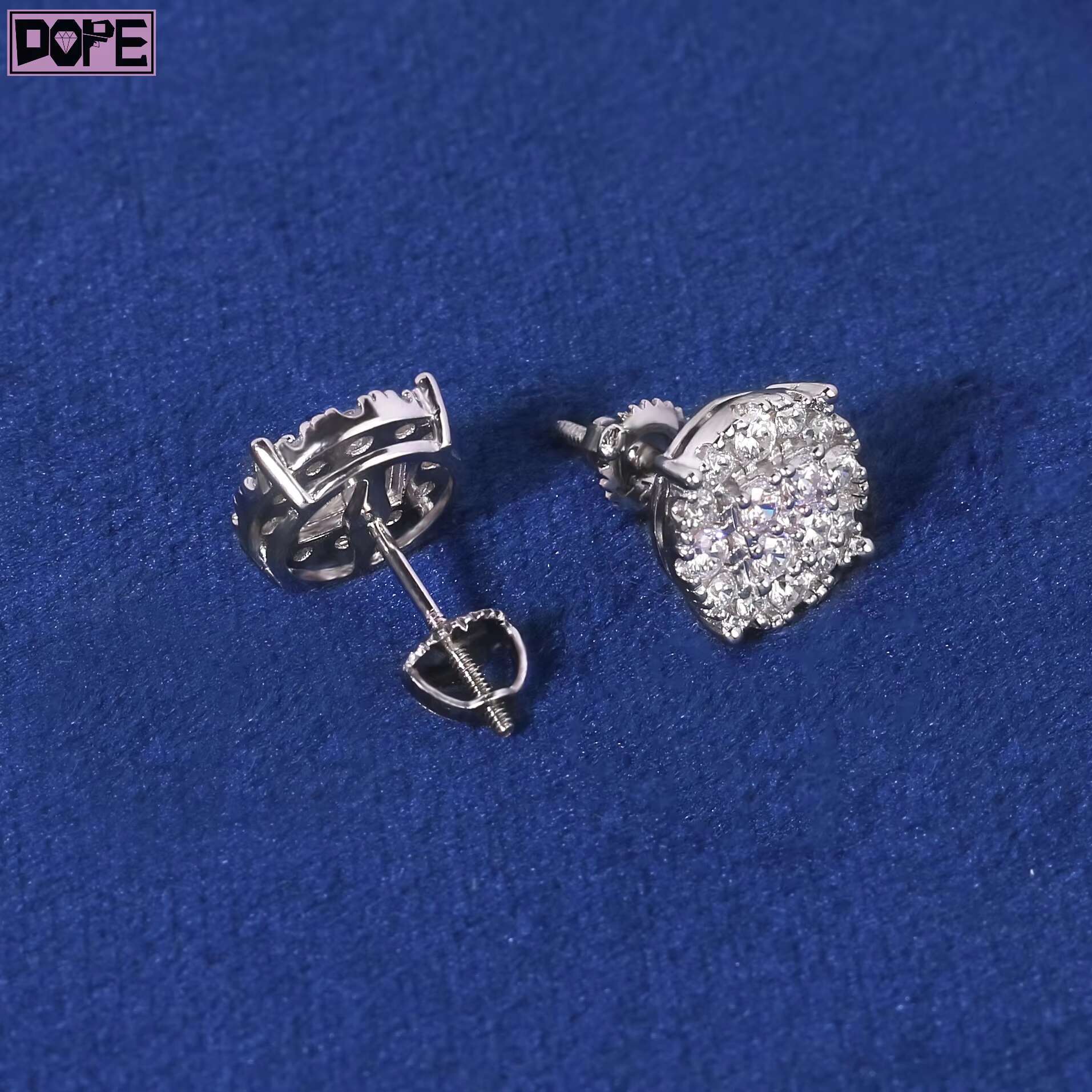 Popular Earring Iced Out 925 Silver Hiphop Custom Cluster Stud Earring Sparkling VVS Moissanite Earring
