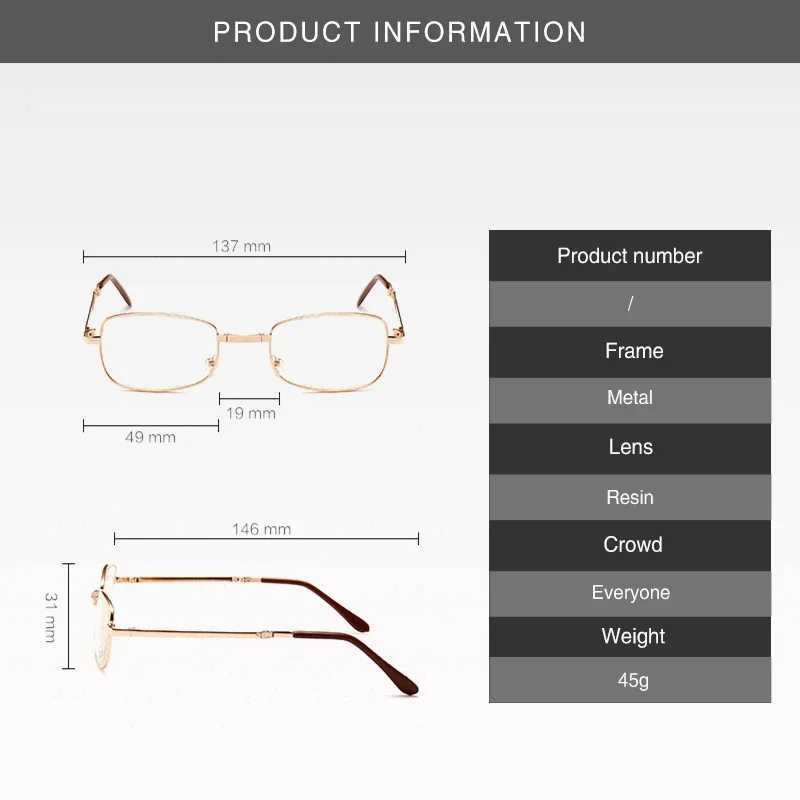 Trend Foldable Metal Blue Light Blocking Reading Glasses Men Portable Metal Eyewear Presbyopia Diopter Glasses with Leather Case W250513