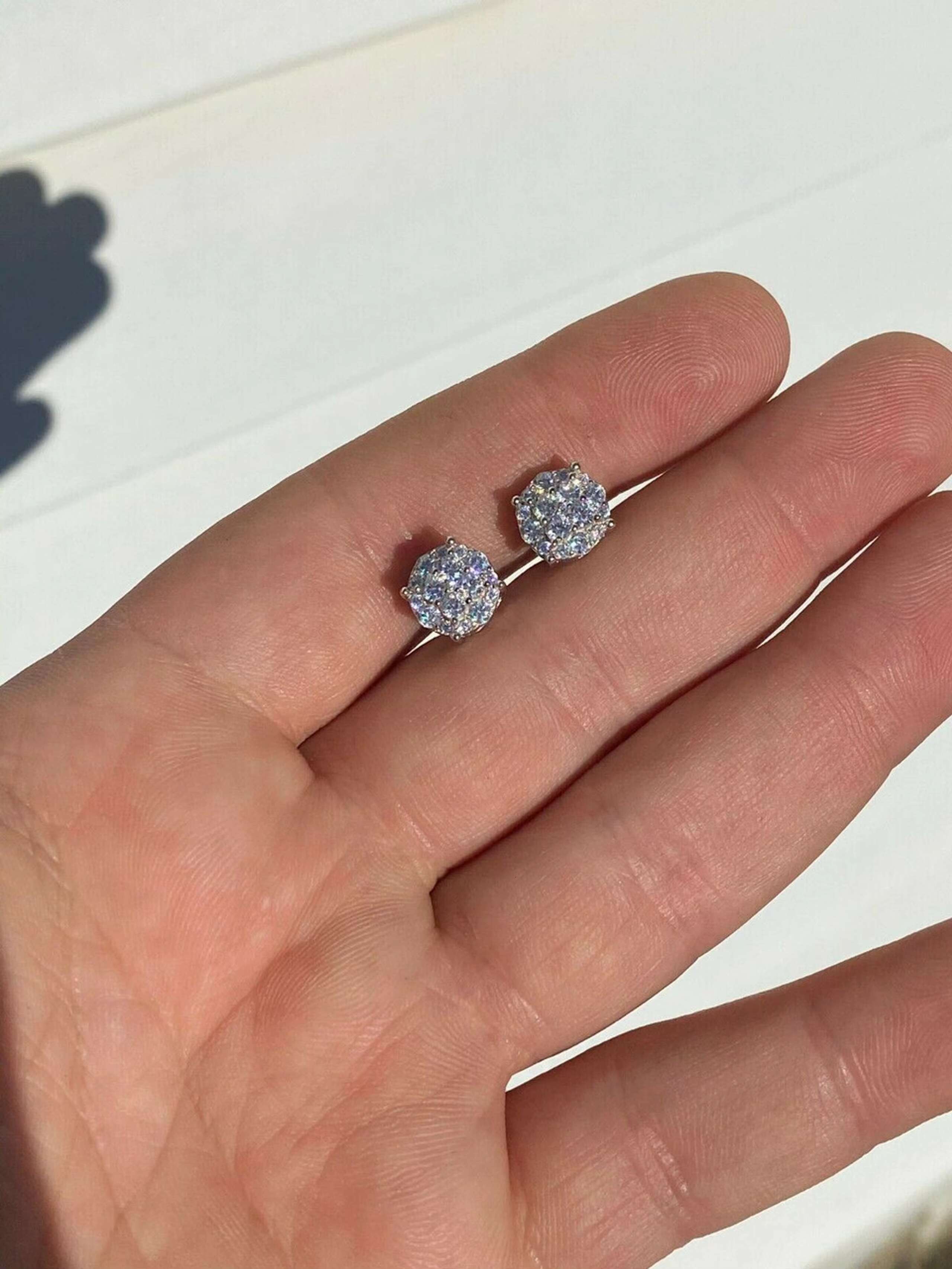 Luxury 2023 Hip Hop Earrings S925 Sterling Silver VVS Moissanite Diamond Studs Earrings for Women Men
