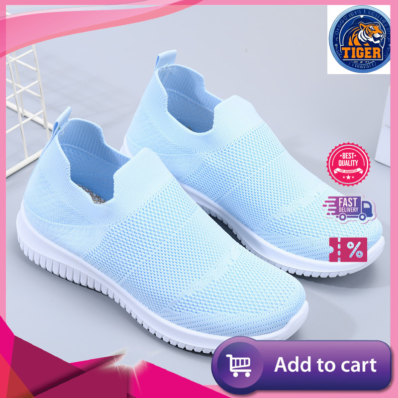Ddmytiger One Step Women S Mom Summer Flying Weave Breathable Single Lightweight Soft Sole Elderly Mesh Sports Shoes Outdoor Shoes