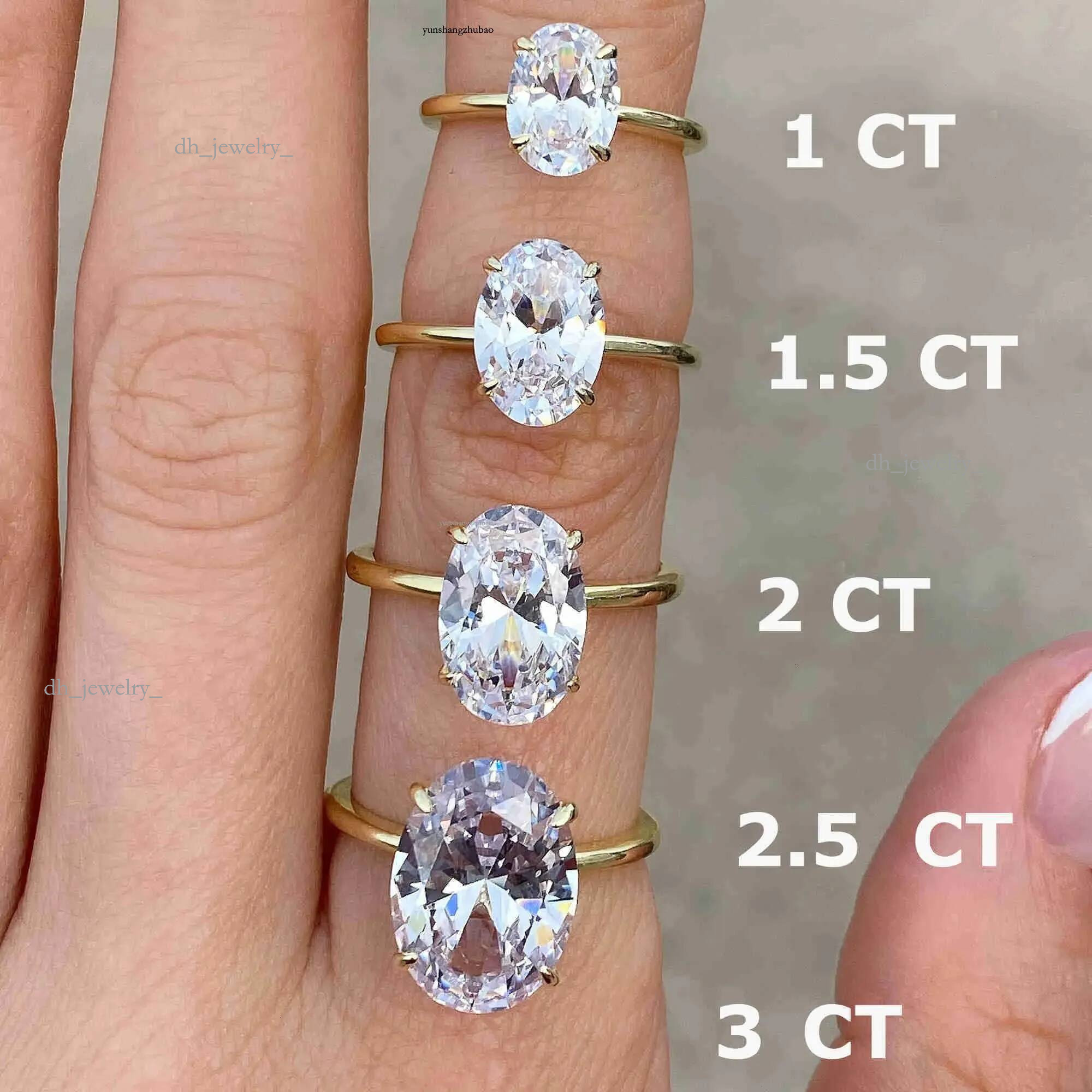 Band Rings Sterg Sier Promise Solitaire 3Ct Oval Moissanite Engagement Ring Women Dia Drop Delivery Jewelry Otmu9