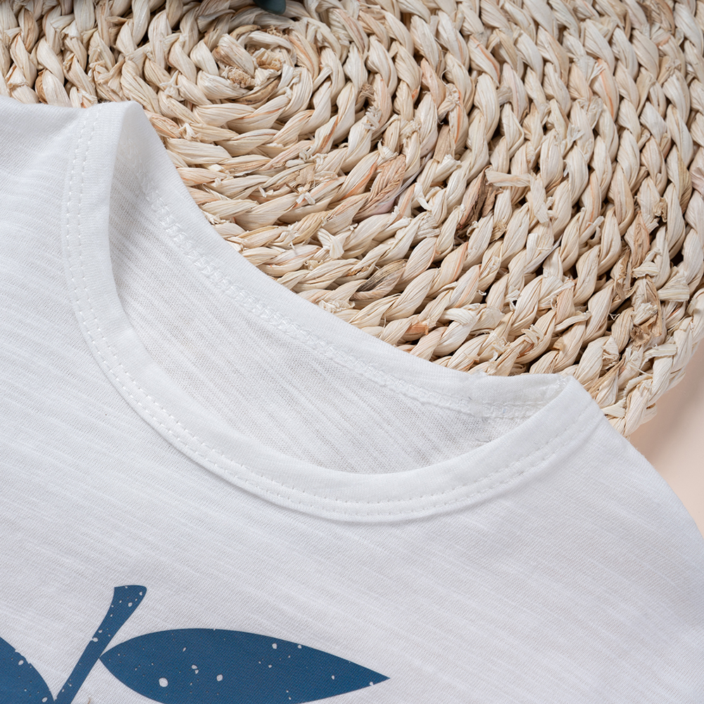 New summer kids clothing chest print cotton short sleeve suit, casual baby clothes, daily wear and outdoor playtime wear BBG052