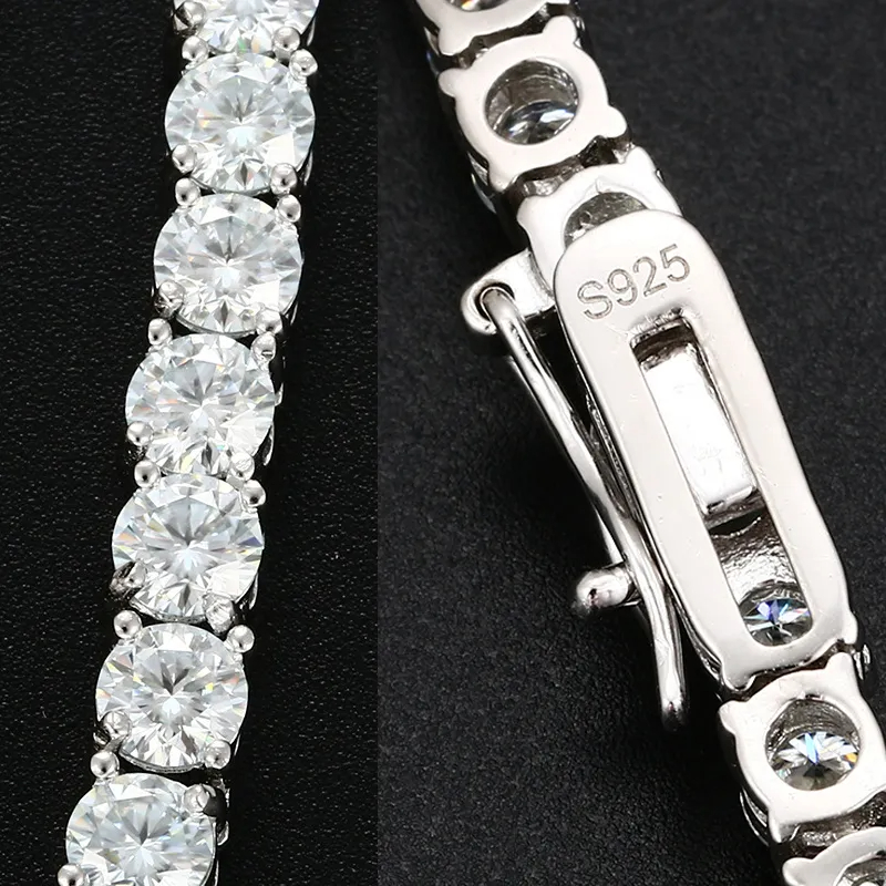 Both men and women can use moissanite tennis chains. Women VVS ice out 925 pure silver gold Moissanite bracelets and chains. Hip-hop