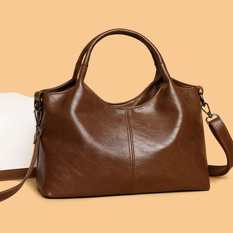 Genuine Leather 2025 New Fashionable Large Capacity Handheld Cross for Middle aged Women's Mothers Single Shoulder Bag
