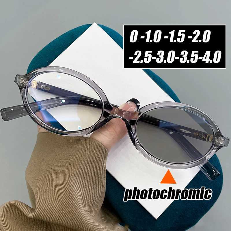 Finished Photochromic Sunglasses with Diopter Fashion Trend Women Men Oval Frame Myopia Glasses Optical Prescription Eyeglasses W250513