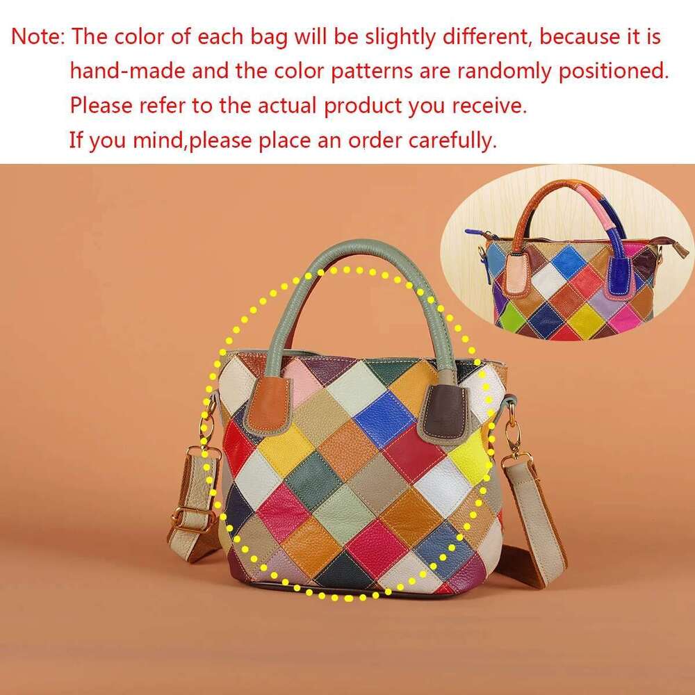 Designer Bag 2025 Multi-Color Plaid Random Contrast Color Genuine Leather Cowhide Casual Handbag One Shoulder Crossbody Women's Small Bag Luxury 