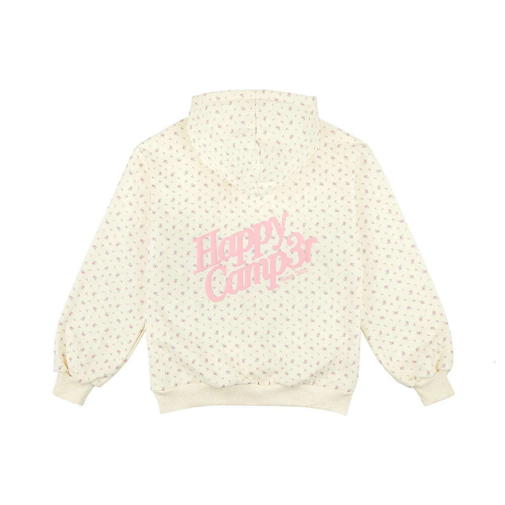American Happy Camp3r hoodie, cute and sweet beautiful girl with floral patterns, hooded loose casual jacket, long pants