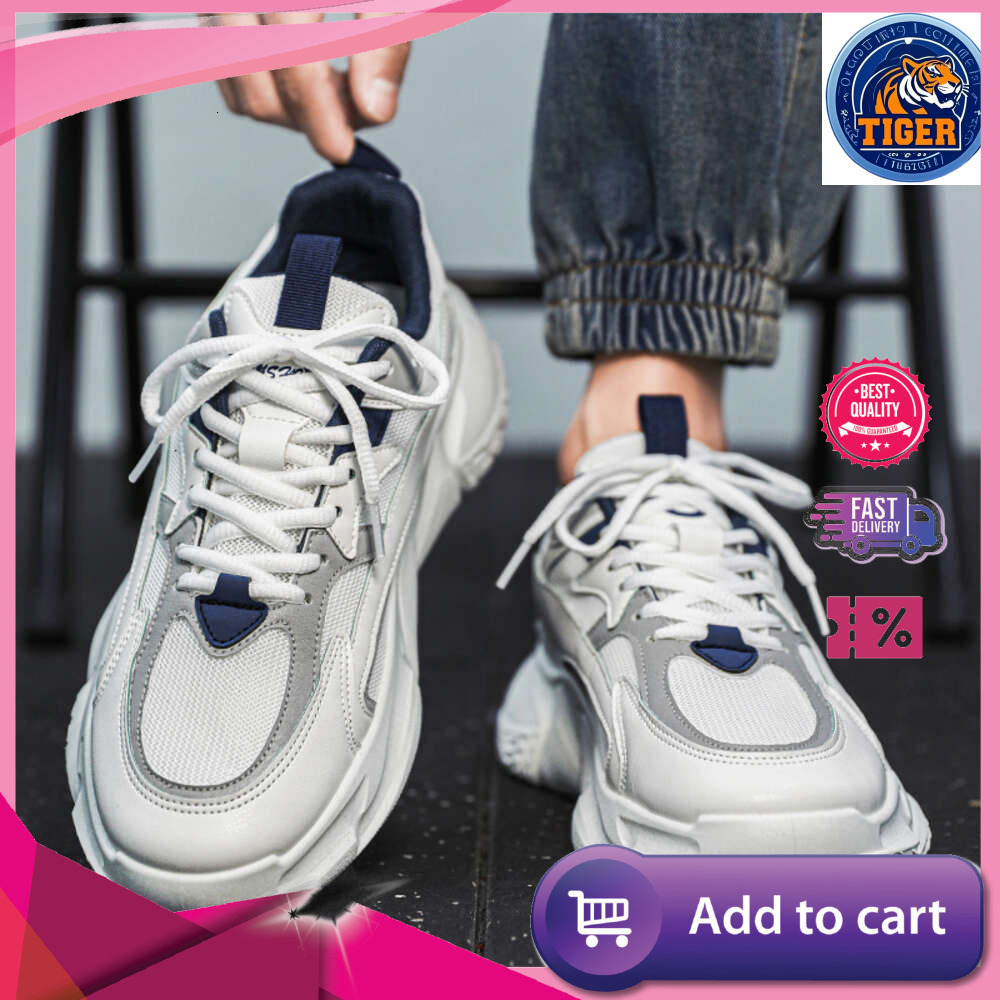Ddmytiger Sole Versatile Thick Clunky Sneaker For Men New Trend Mesh Lace Up Breathable Casual Sports Shoes Increased Soft Soles Outdoor Shoes