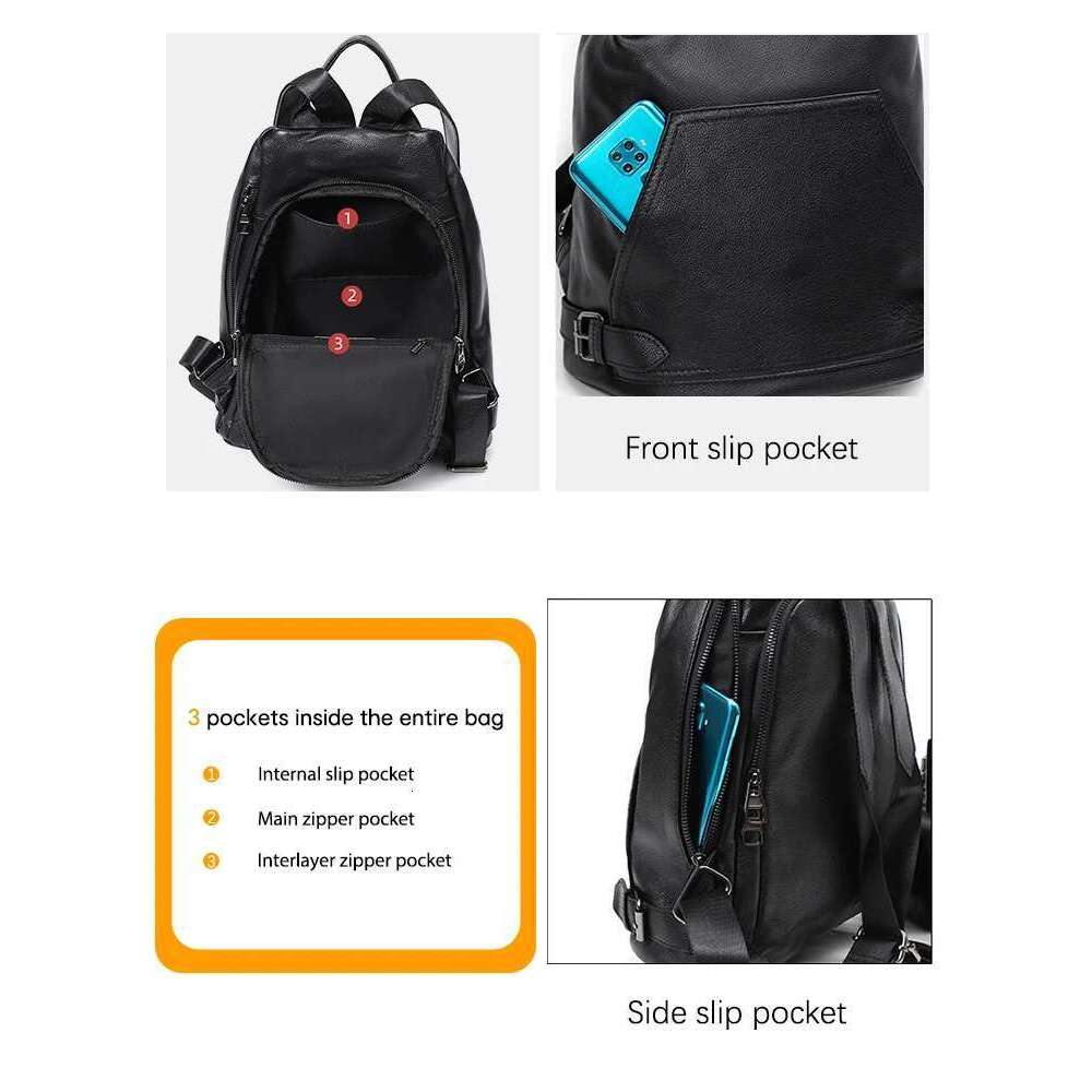 Zency Summer For Women's Genuine Leather Anti-Theft Large School Bag Designer Backpack Female Travel Shopper A4 Rucksack