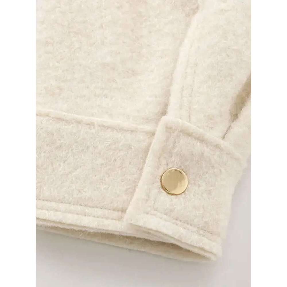 Trza-Cropped Jacket With Pockets For Women, Long Sleeve Coat, Front Zipper, Female Outerwear, Chic Tops, Fashion