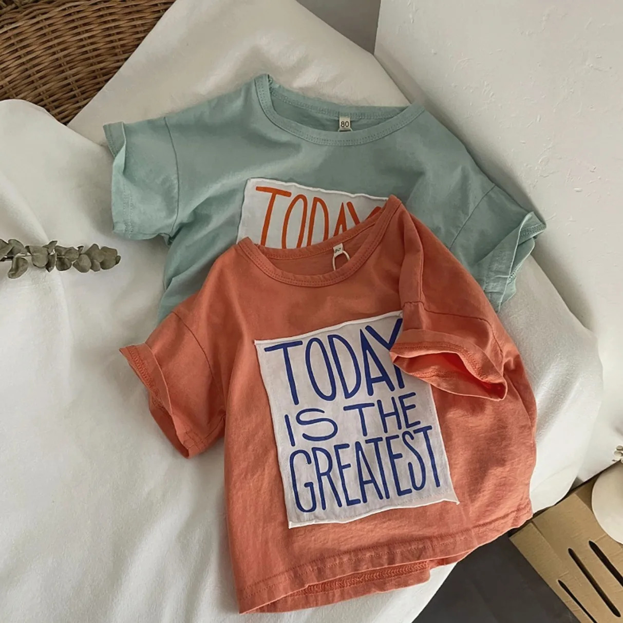 Summer Children Boys T-shirts Cotton Letter Patchwork Infant Baby Boys Tees Loose Round Collar Toddler Kis Boys Short Sleeve Top 250512