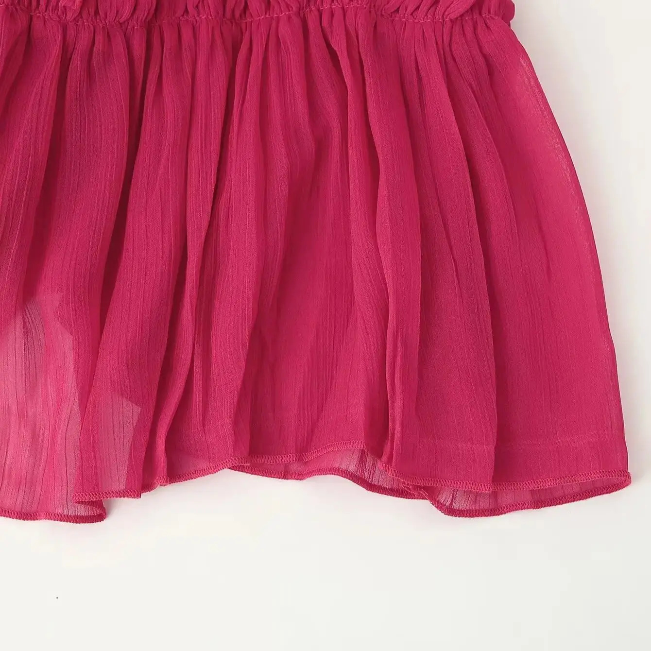 ZBZA Women Laceup Mini Dress Tassel Loose Ruffled Collar Midwaist Solid Color Pleated Spring Summer Female Chic Top 250513