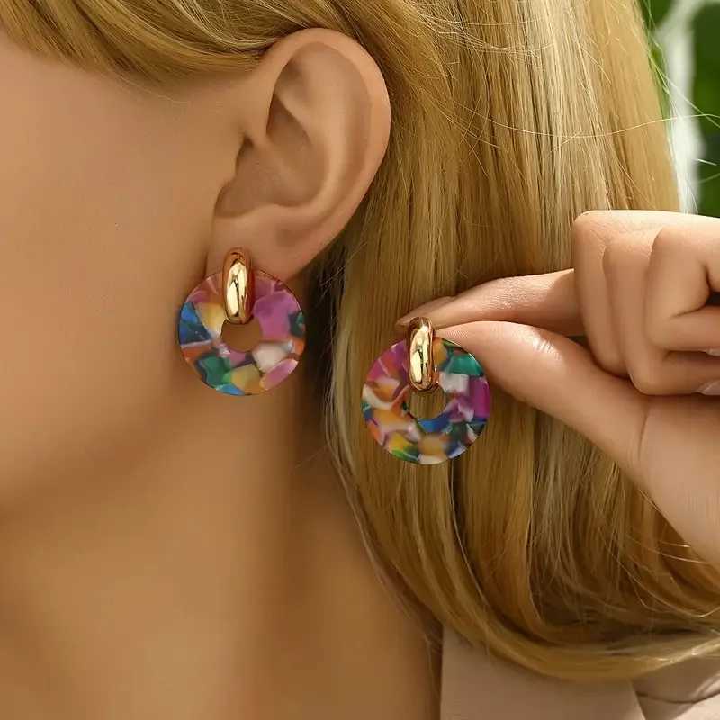 Colorful Metal Post Earrings For Women Resin Fashion Jewelry Trendy New Style Bohemia Holiday Accessories Wholesales Gifts MQ441 Y250510