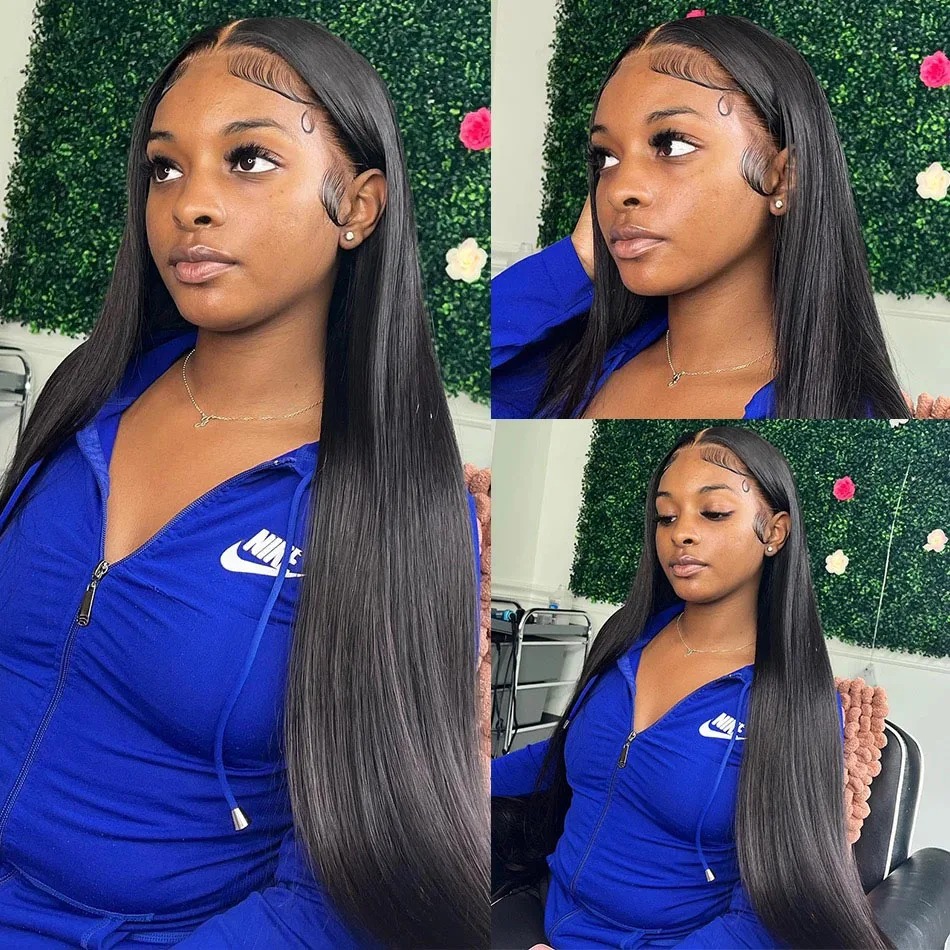 40 46 Inch 200 Density Frontal Wig For Black Women Brazilian Wigs Human Hair 5x5 Bone Straight HD Transparent Lace Front Wigs