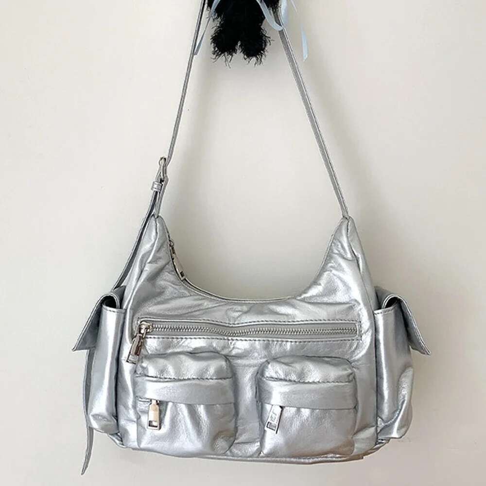 Large Capacity Sling Bags Women's Multi-Pocket Satchel Leather Retro Commuting Shoulder Ladies Solid Versatile Crossbody Bag