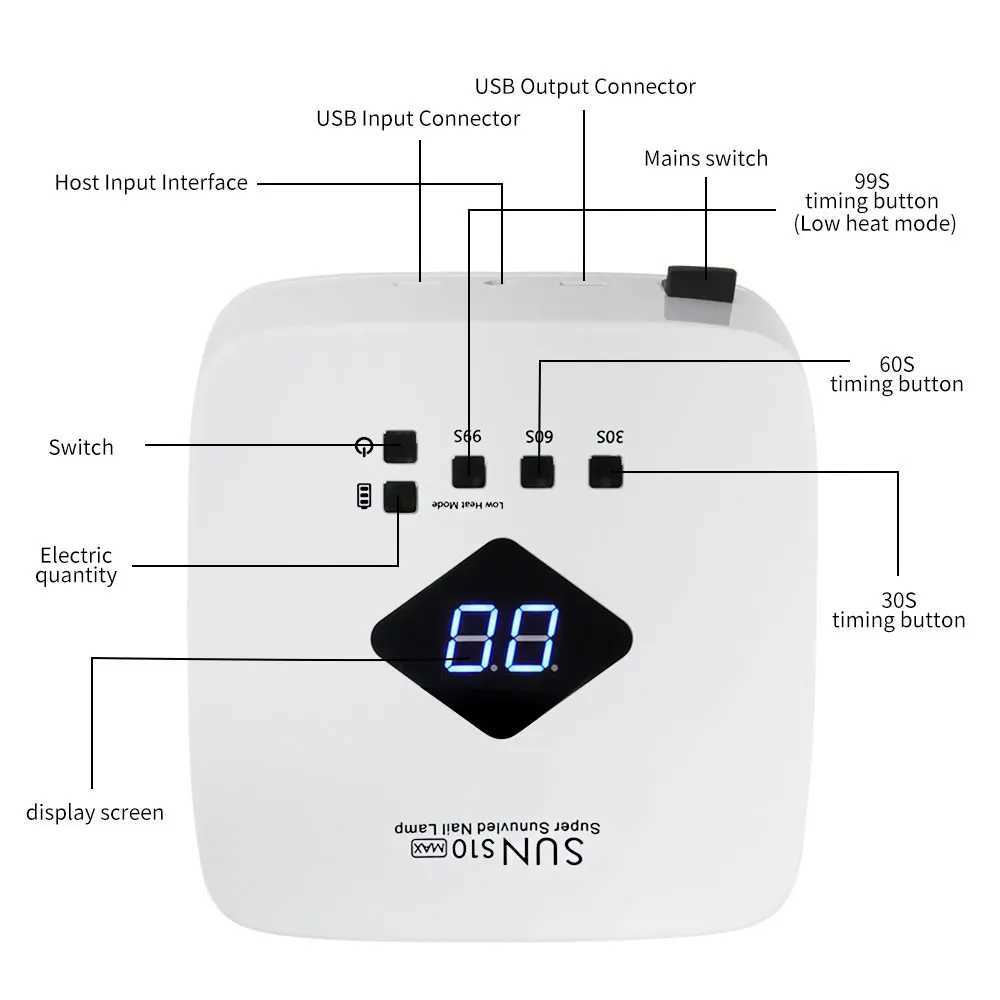 30 LED Nail Lamp Rechargeable UV Gel Polished Nail Lamp with Automatic Sensor and Timer Nail Gel Curing LED Lamp Equipment W250513