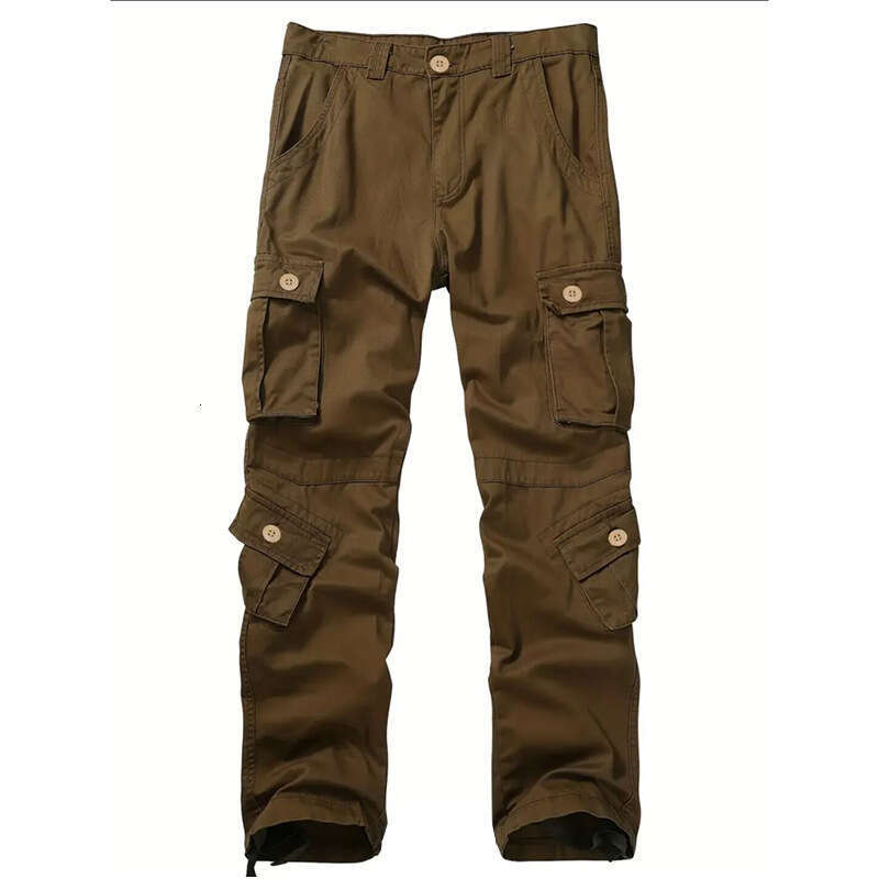 Three dimensional pocket work for men with multiple pockets, loose and durable casual outdoor long pants, large size straight leg sports pants