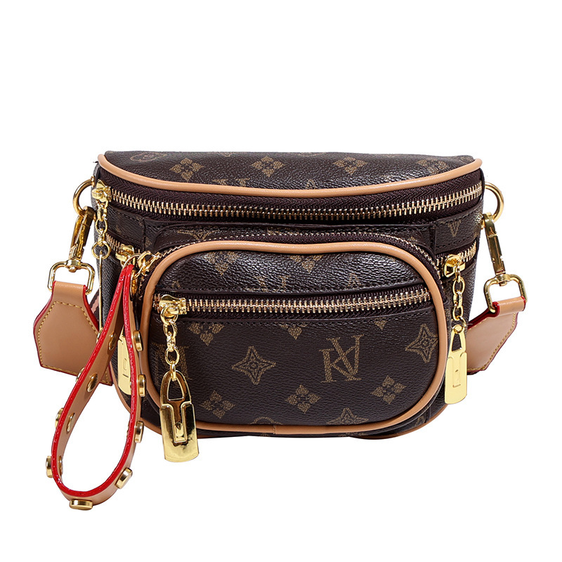 Old spending waist bag new casual printed texture single shoulder mobile phone bag cross-body large capacity breast bag women's bag