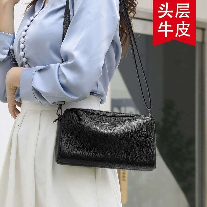 Head layer cowhide crossbody genuine 2025 new simple soft leather small women's fashionable and stylish shoulder bag