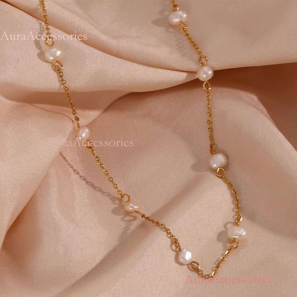 Fashion Simple Popular Bracelet Jewelry Stainless Steel Freshwater Pearl Chain Bridal Necklace