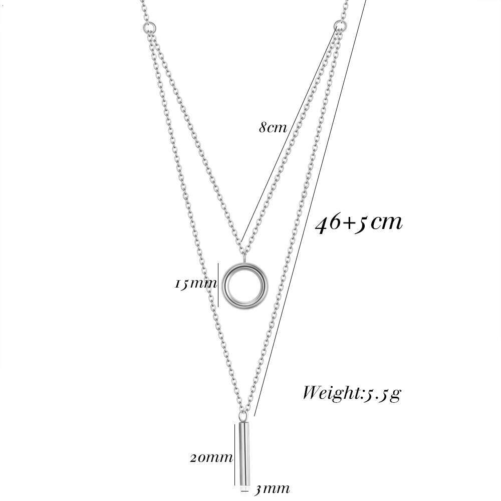 Jewelry Fashion Geometric Simplicity Stainless Steel PVD Gold Double Chain Layer Women's Necklace