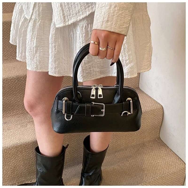 Brand Women's Genuine Leather 2025 New Belt Buckle Half Moon High Quality Casual Crossbody Bag Handbag