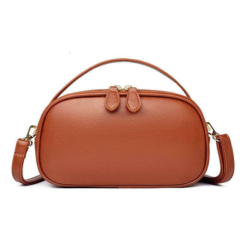 2025 Spring New Cross Shoulder Double Handheld Small Square Soft Leather Casual Women's Bag