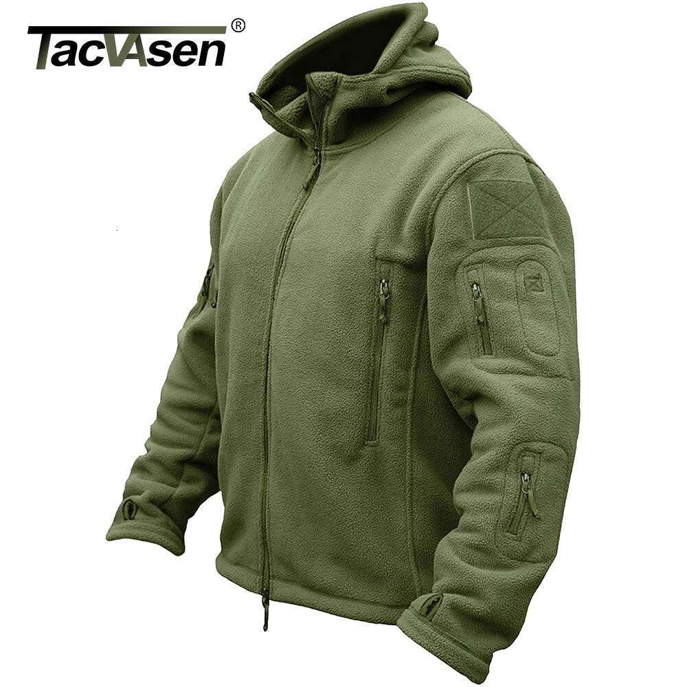 TACVASEN Men's Hoodie Fleece Jacket Fall Winter Warm Full-Zip Outdoor Hiking Working Camping Coat with Multiple Zippered Pockets