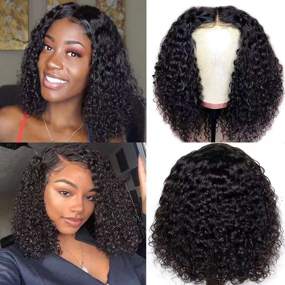 hairpiece New Womens black medium split small roll explosive head chemical fiber high-temperature silk wig cover