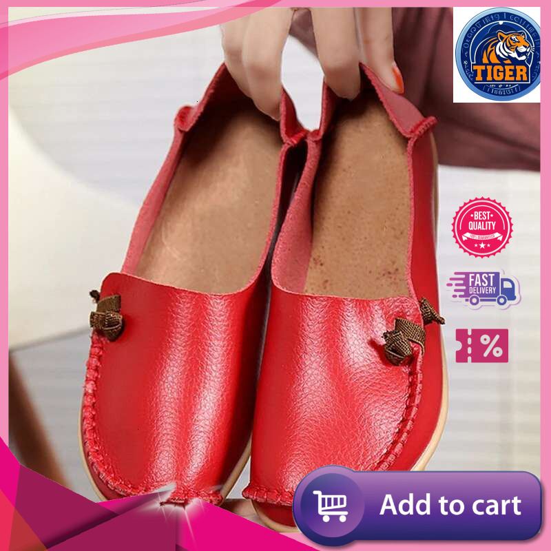 Ddmytiger Leather Flat Bottom Ladies Casual Mom Soft Loafers Women S Shallow Summer Comfort Flats Nursing Shoes Female Outdoor Shoes
