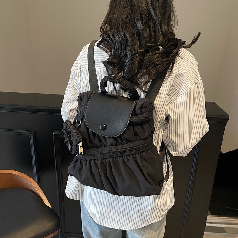 Korean Ins Trendy Casual Student 2025 New Fashionable and Versatile Folding Backpack Large Capacity Shoulder Bag