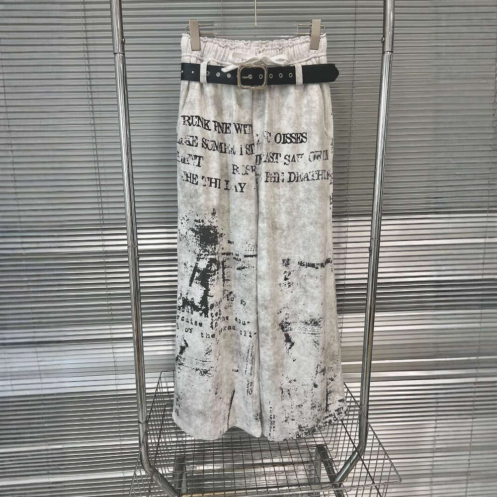 2025 Summer New Printed Versatile Vintage Letter Belt Pants