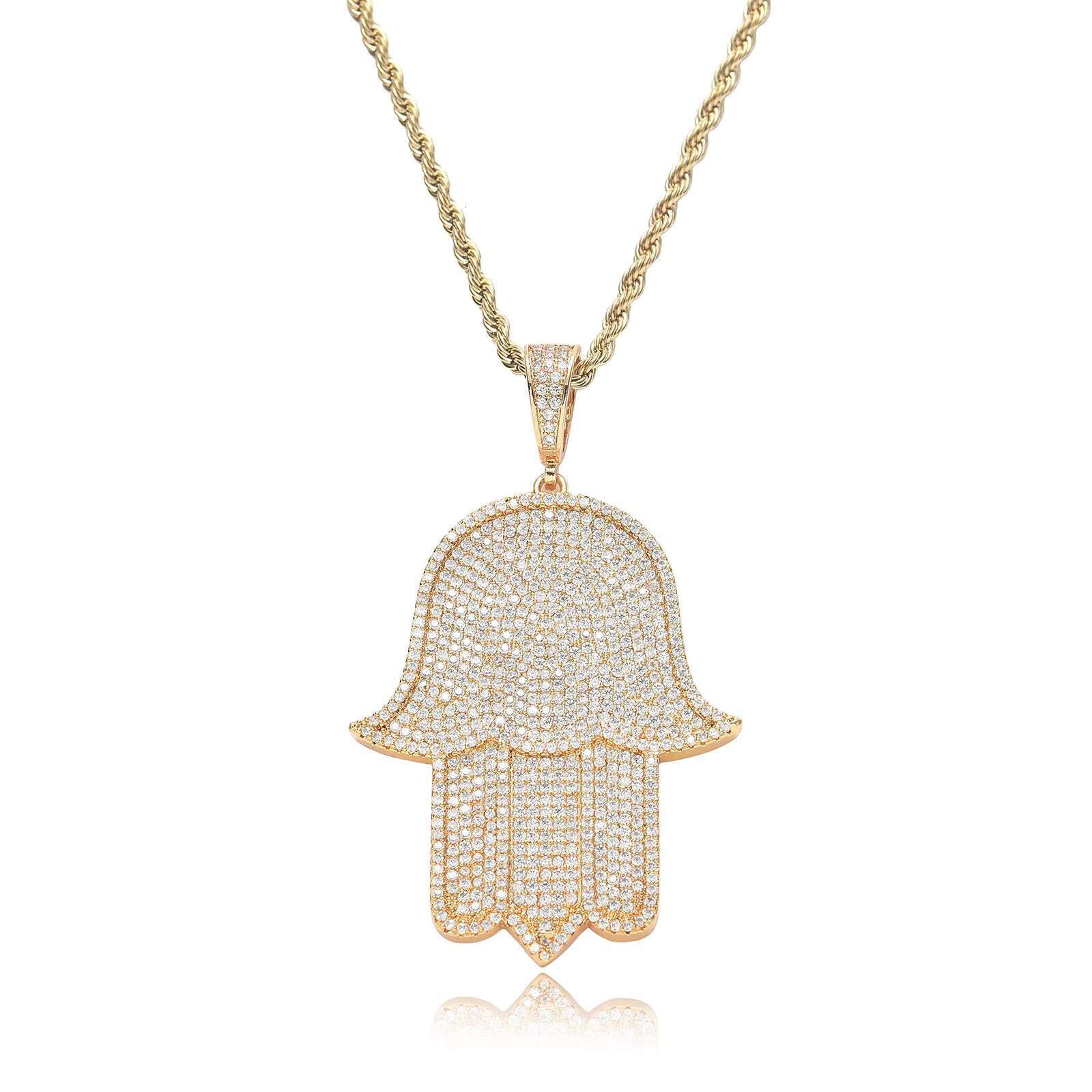 Fashionable pendant hip-hop hand necklace, full of zircon personalized men's and women's accessories
